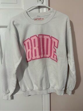 Bride white and pink crewneck